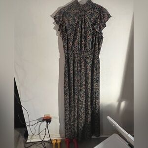 MSK Black and White Maxi Sundress Sleeveless Crew Neck